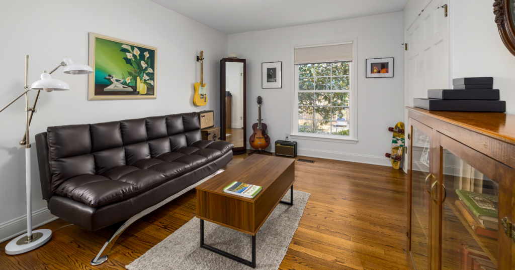 A Leather sofa in the living room
